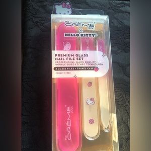 Hello Kitty premium glass nail file set. 3 piece, case + two files!
